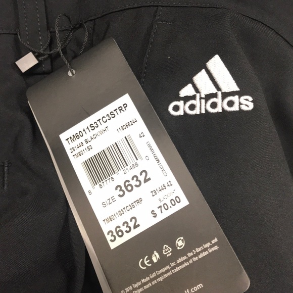 NWT Adidas Climalite 3-stripes golf pants. 36x32 - Picture 3 of 3
